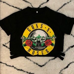 NWOT Slit Guns N Roses crop T shirt